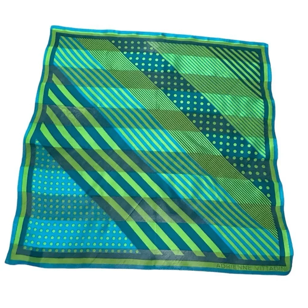 Adrienne Vittadini Green Blue Silk Scarf
